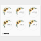 Sticker Rond Tournesol Eucalyptus Floral Mariage Merci (Feuille)