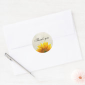 Sticker Rond Tournesol. Fleur rustique. Floral mariage merci (Enveloppe)