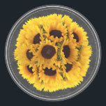 Sticker Rond Tournesol Floral Bouquet Chalkboard Rustique Maria<br><div class="desc">Stickers Mariage Rustique Bouquet Fleuri De Tournesol.</div>
