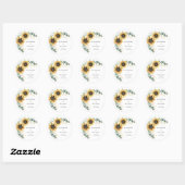 Sticker Rond Tournesol floral Vert Eucalyptus Mariage (Feuille)
