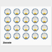 Sticker Rond Tournesol Gingham Bleu Merci (Feuille)