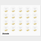 Sticker Rond Tournesol Jaune Rustique Aquarelle Mariage classiq (Feuille)