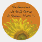 Sticker Rond Tournesol jaune sur Orange Adresse de retour (Devant)