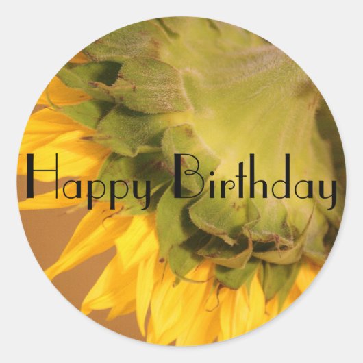 Sticker Rond Tournesol, Joyeux anniversaire (Devant)