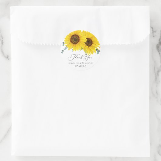 Sticker Rond Tournesol Merci (Sac)