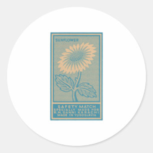 Sticker Rond Tournesol Mid Century Art moderne