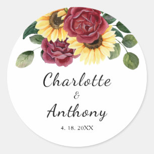 Sticker Rond Tournesol moderne et florale Rose
