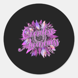 Sticker Rond Tournesol mou Ribbon Opioïde Overdose Aware