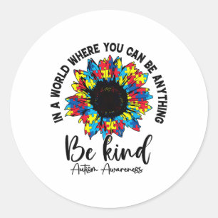 Sticker Rond Tournesol mûre Autisme Maman Femmes Hommes Autisme