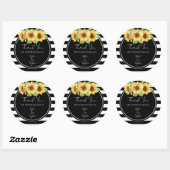 Sticker Rond Tournesol Noir et Blanc Tailles Mariage Faveur (Feuille)