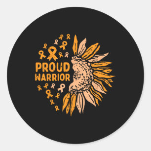 Sticker Rond Tournesol Orange Ruban Fière Leukemia guerrière Aw