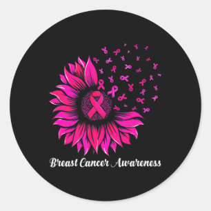 Sticker Rond Tournesol Porter Pink Breath Cancer Sensibilisatio