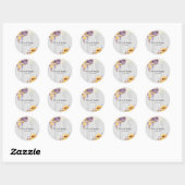 Sticker Rond Tournesol printanier et pivoine violette Mariage c (Feuille)