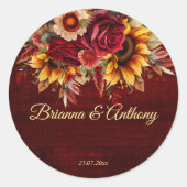 Sticker Rond tournesol rose mariage de automne (Devant)