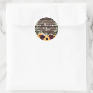 Sticker Rond Tournesol Roses Grange Merci en bois