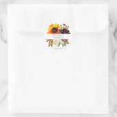 Sticker Rond Tournesol rustique et Merci Floral violet (Sac)