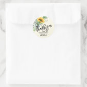 Sticker Rond Tournesol rustique Eucalyptus Merci d'anniversaire (Sac)