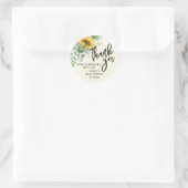 Sticker Rond Tournesol rustique Eucalyptus Merci vert (Sac)