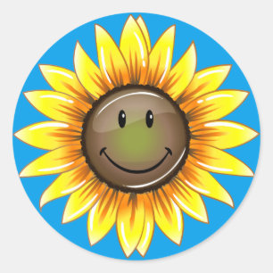 Sticker Rond Tournesol souriant