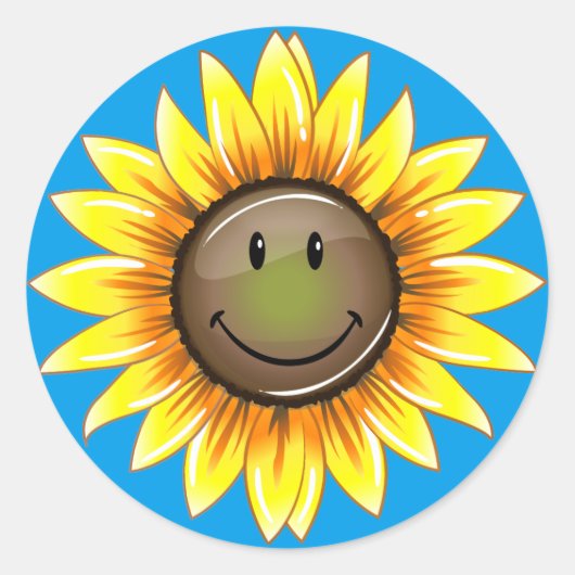 Sticker Rond Tournesol souriant (Devant)