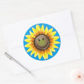 Sticker Rond Tournesol souriant (Enveloppe)