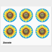 Sticker Rond Tournesol souriant (Feuille)