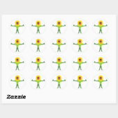 Sticker Rond Tournesol souriant (Feuille)