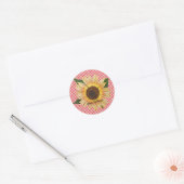 Sticker Rond tournesol sur plis rouge et blanc (Enveloppe)