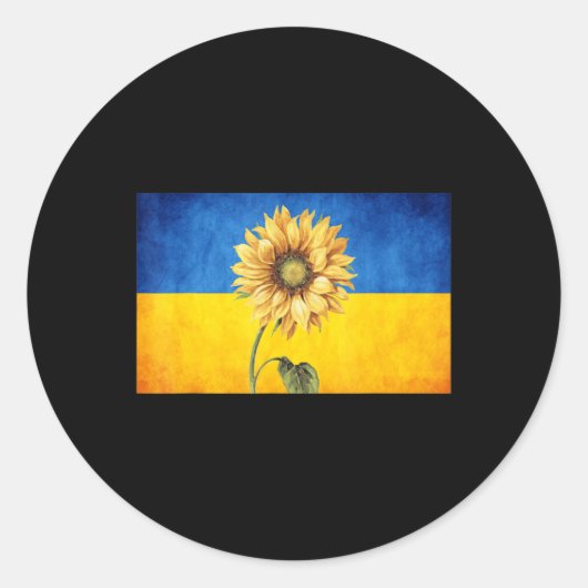 Sticker Rond Tournesol Ukraine Drapeau ukrainien Vintage stand  (Devant)