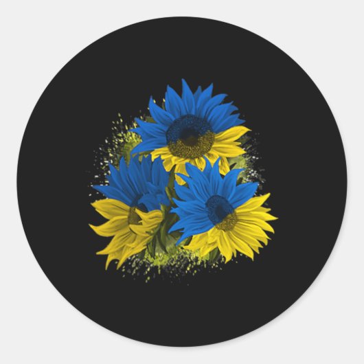 Sticker Rond Tournesol Ukraine I stand with Ukraine Peace Drape (Devant)