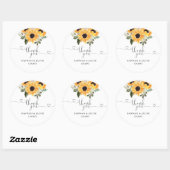 Sticker Rond Tournesol vert Mariage Merci Favor (Feuille)