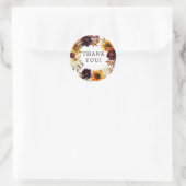 Sticker Rond Tournesols d'automne Fête de mariage floral Classi (Sac)