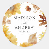 Sticker Rond Tournesols d'automne rustique et Mariage Fleur sau (Devant)