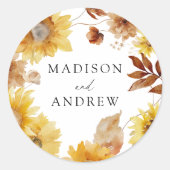 Sticker Rond Tournesols d'automne rustique et Mariage Fleur sau (Devant)