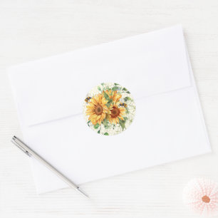 Sticker Rond Tournesols et abeilles