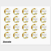 Sticker Rond Tournesols jaunes Marguerites blanches Nom d'anniv (Feuille)