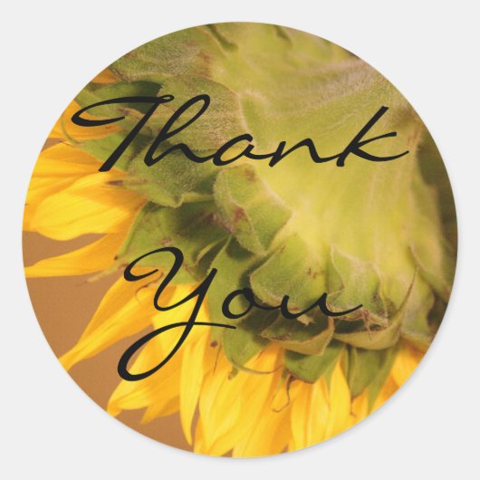 Sticker Rond Tournesols, Merci (Devant)