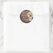 Sticker Rond Tournesols rustiques Mason Jar Mariage Merci (Sac)