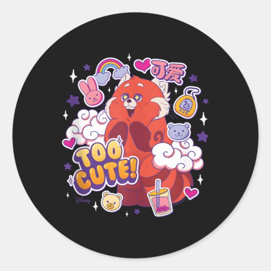Sticker Rond Tournez le panda rouge trop rouge (Devant)