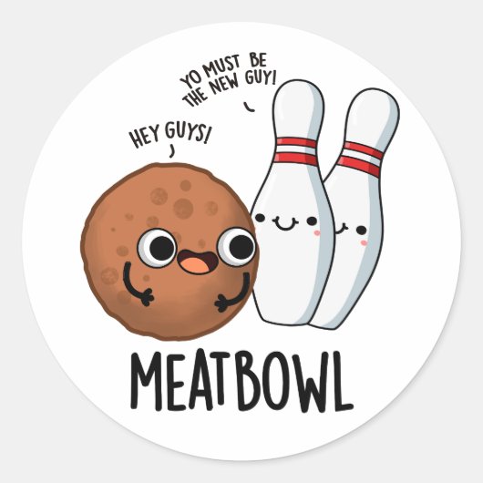 Sticker Rond Tournoi de viande amusant tournoi de boulette de v (Devant)