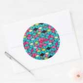 Sticker Rond Tourqouise et Pink Cube (Enveloppe)