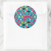 Sticker Rond Tourqouise et Pink Cube (Sac)