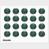 Sticker Rond Tourquoise Agate Gold Parties scintillant Script M (Feuille)