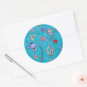 Sticker Rond Tourquoise Fish Pattern (Enveloppe)