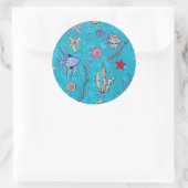 Sticker Rond Tourquoise Fish Pattern (Sac)