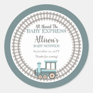 Sticker Rond Tous à bord du Baby shower bébé Express Train Boy