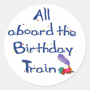 Sticker Rond Tous à bord du train d'anniversaire