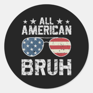 Sticker Rond Tous les Américains 4 juillet Boy
