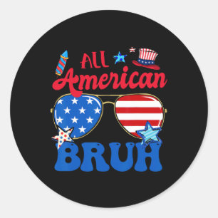 Sticker Rond Tous les Américains 4 juillet Boys Patriotic Usa T
