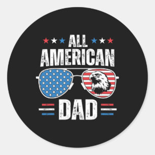 Sticker Rond Tous les américains papa 4 juillet Fête des pères 
